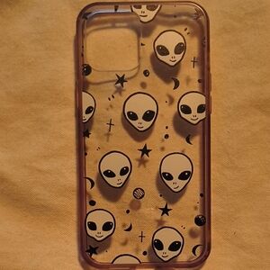 Alien Design Phone Case - Black and Clear